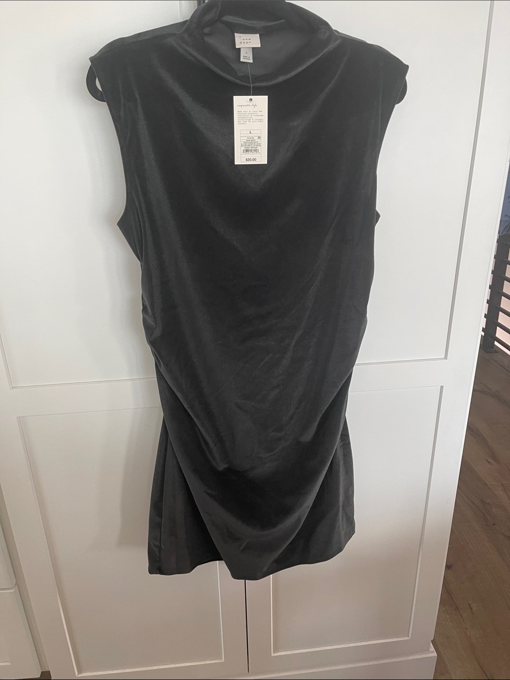 a new day Black Velvet Sleeveless Draped Dress